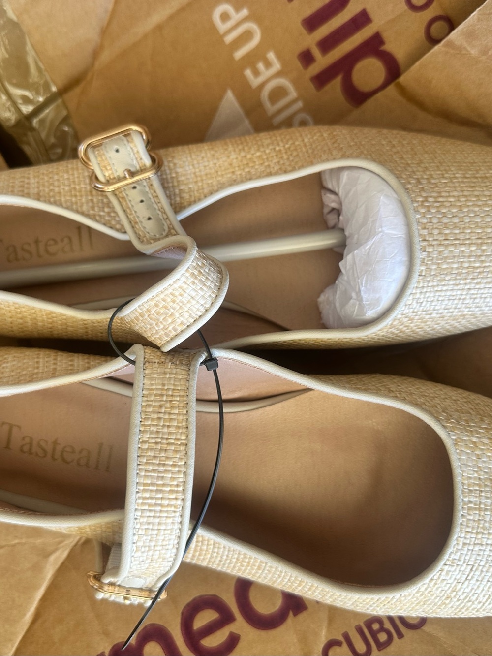 Cream Mary Jane Flats with Ankle Strap